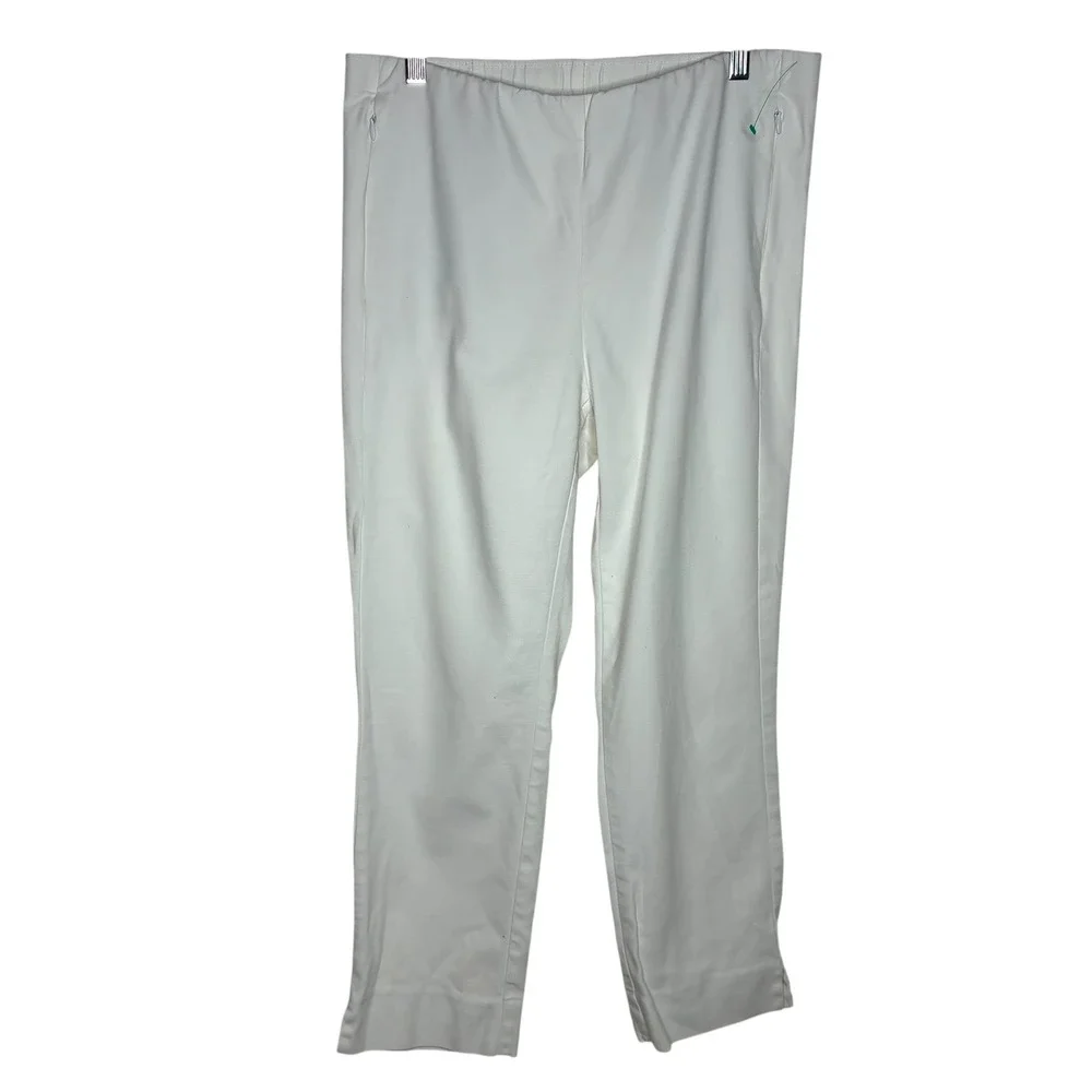 J Jill Essential Cotton Stretch Womens‎ Medium White Straight Leg Pants Coastal